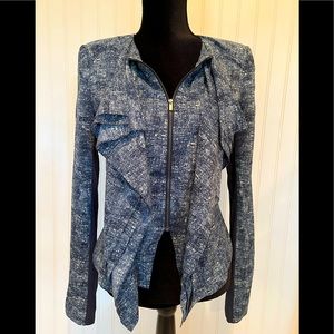 EUC‼️BCBGMaxAzria “Eden” Ruffle Front Moto Jacket -XS